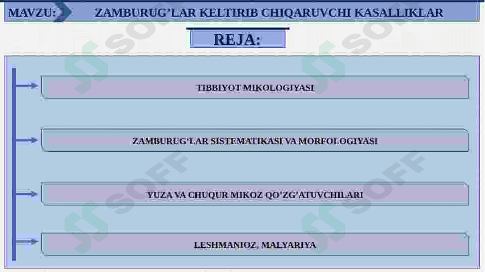 ZAMBURUG’LAR KELTIRIB CHIQARUVCHI KASALLIKLAR(YUZA VA CHUQUR MIKOZ QO’ZG’ATUVCHILARI) LABARATORIYA TASHXISI.PARAZITAR KASALLIKLAR: LESHMANIOZ, MALYARIYA. 2