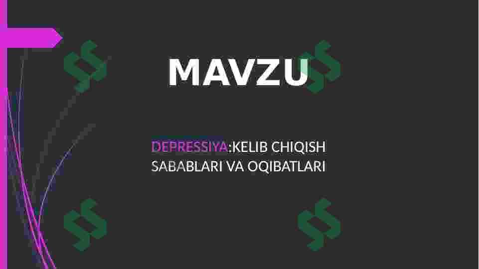 DEPRESSIYA:KELIB CHIQISH SABABLARI VA OQIBATLARI 2