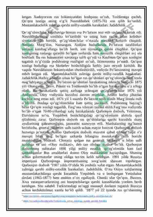 Rossiya imperiyasiga qarshi ozodlik harakatlari 2