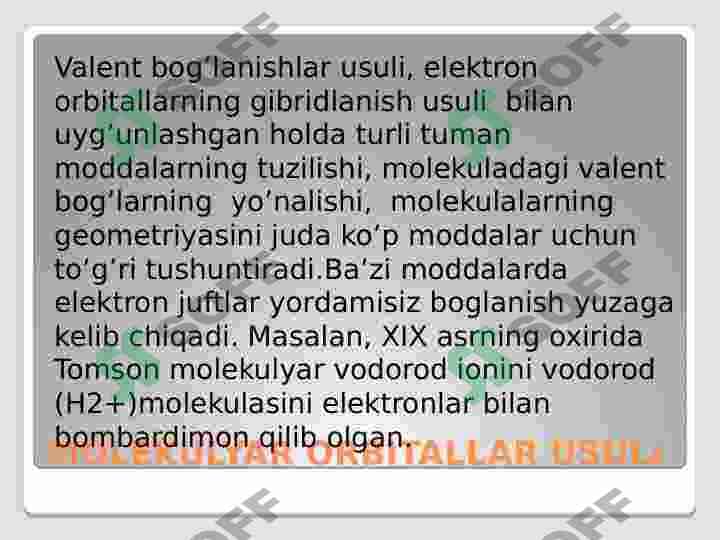 Molekulyar orbitallar metodi 2