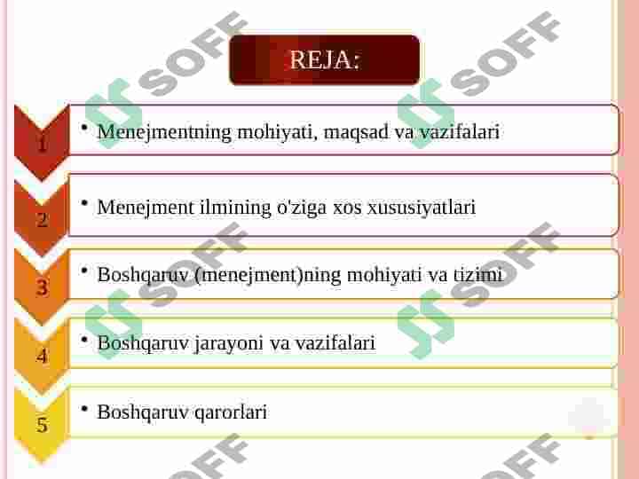 BOSHQARUV MAQSADGA YO‘NALTIRILGAN JARAYON. BOSHQARISHNING TAMOYILLARI VA FUNKSIYALARI 2