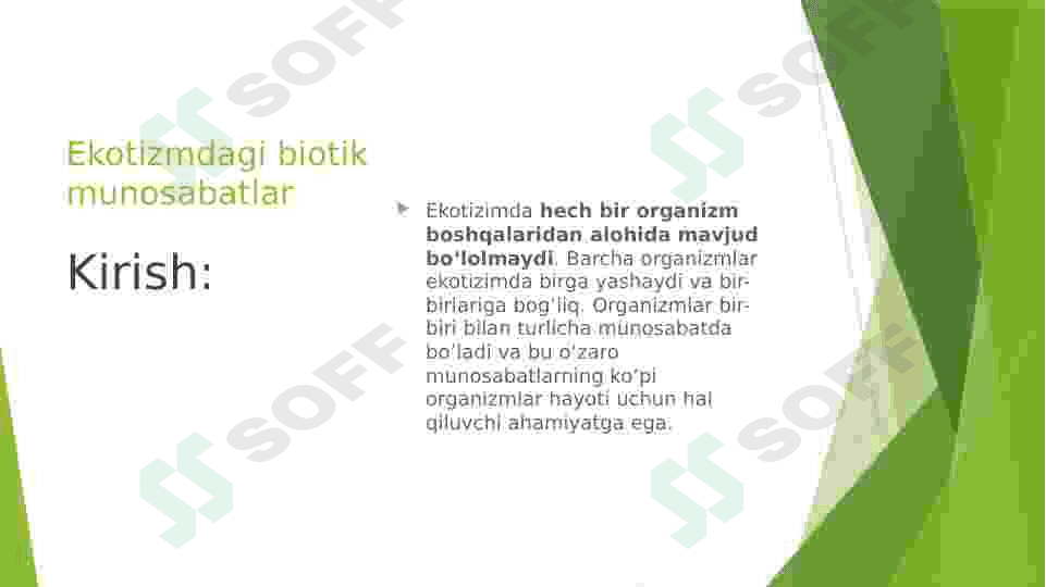Ekotizimdagi biotik munosabatlar 2