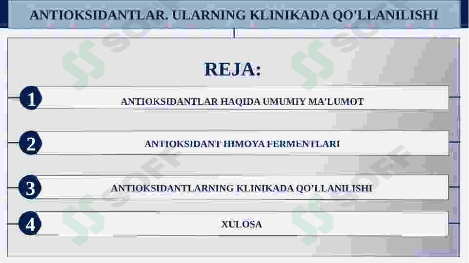 ANTIOKSIDANTLAR. ULARNING KLINIKADA QO'LLANILISHI 2