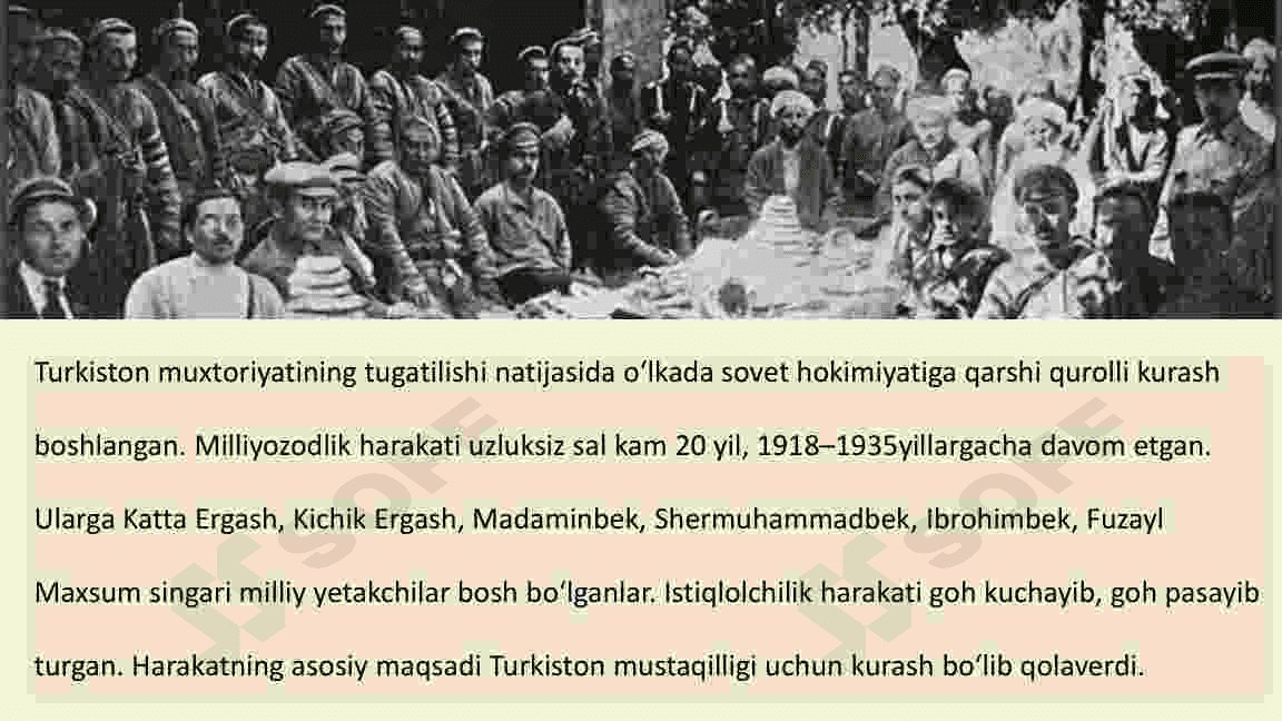 TURKISTON ASSR, BXSR VA  XXSRda SOVET  HOKIMIYATIGA QARSHI  QUROLLI HARAKATLAR (10-sinf O'zbekiston tarix )) 2
