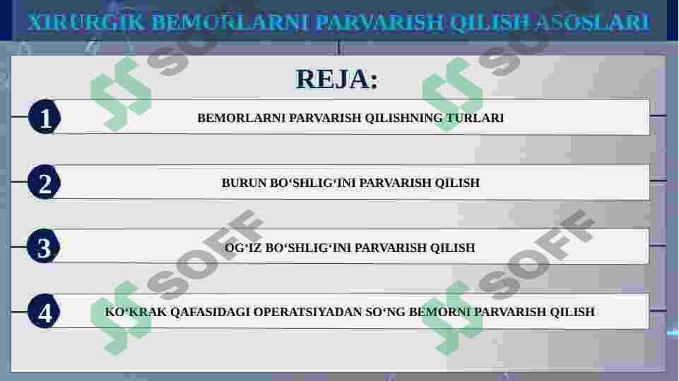 XIRURGIK BEMORLARNI PARVARISH QILISH ASOSLARI 2