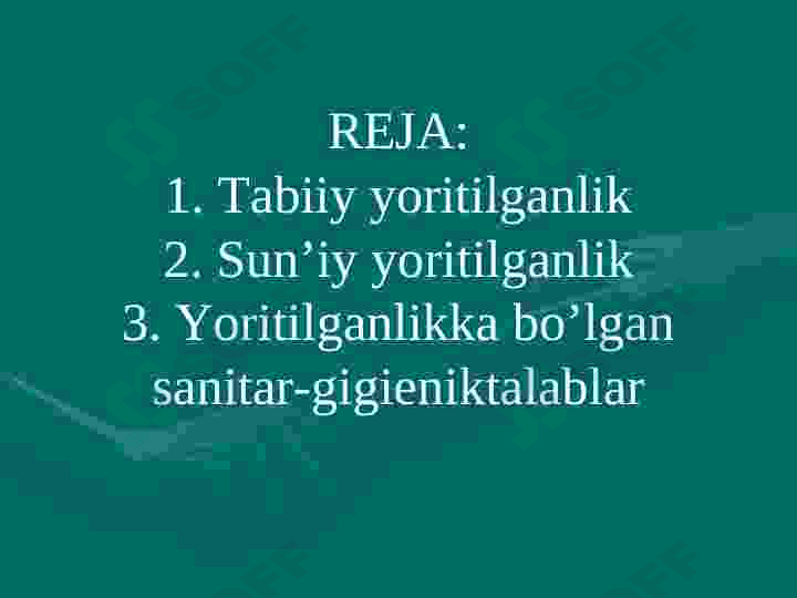 XONALARNI TABIIY VA SUN’IY YORITILGANLIGINI BAHOLASH 2