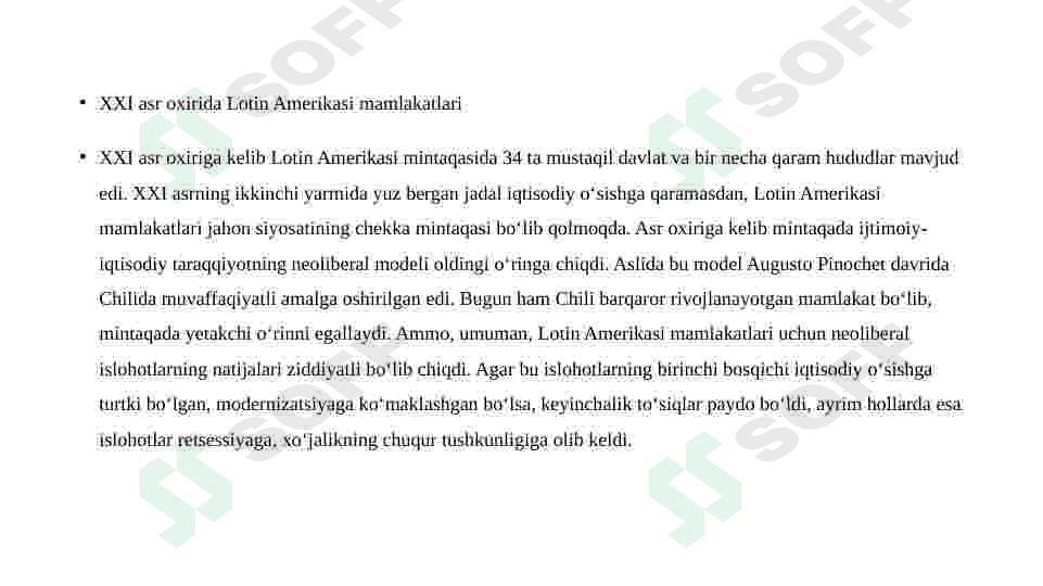 XXI asrda Lotin amerikasi mamlakatlari 2