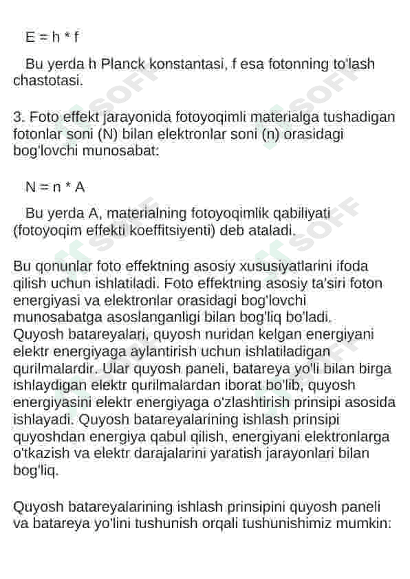 Foto effekt qonunlari. Quyosh batareyalarining ishlash prinsipi 2
