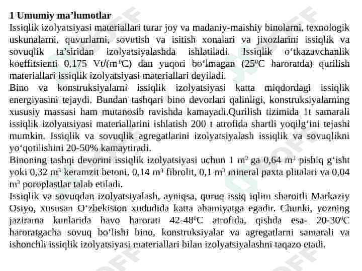 ISSIQLIK   IZOLYATSIYASI   VA AKUSTIK   MATERIALLAR 2