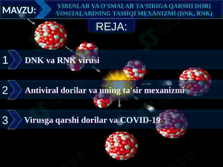 Viruslar va o'smalar ta'siriga qarshi dori vositalarining tashqi mexanizmi (DNK, RNK) 2
