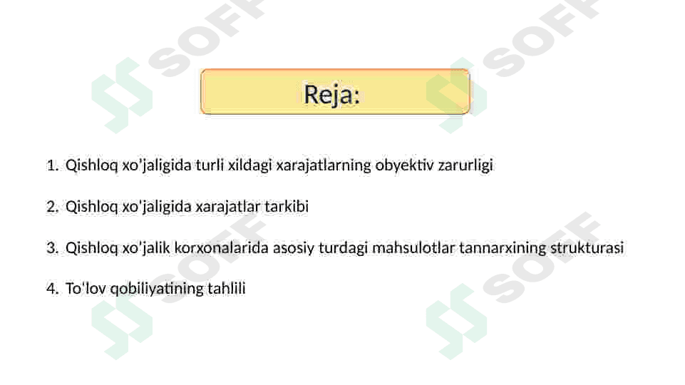Fermer xo’jaliklarida aylanma mablag’lardan foydalanish samaradorligi 2