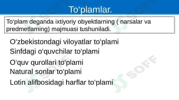 To'plamlar. To'plamlar ustida amallar 2