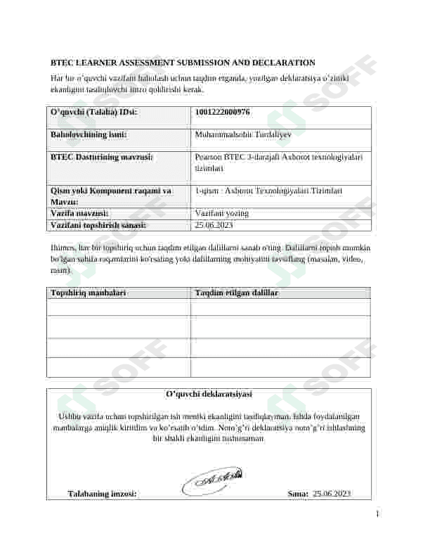 Assignment for student ITS 2