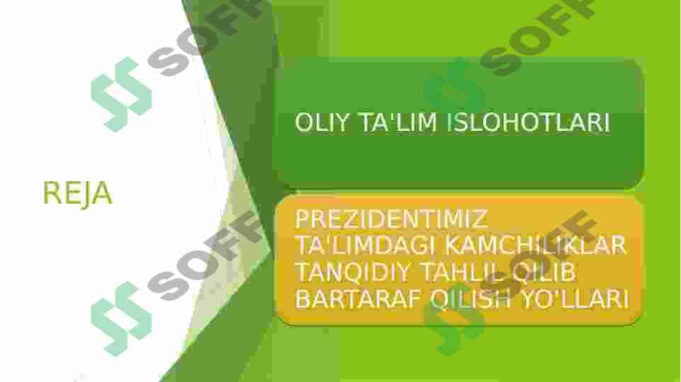O'ZBEKISTONDA OLIY TA'LIM SOHASIDA OLIB BORILAYOTGAN ISLOHOTLAR 2