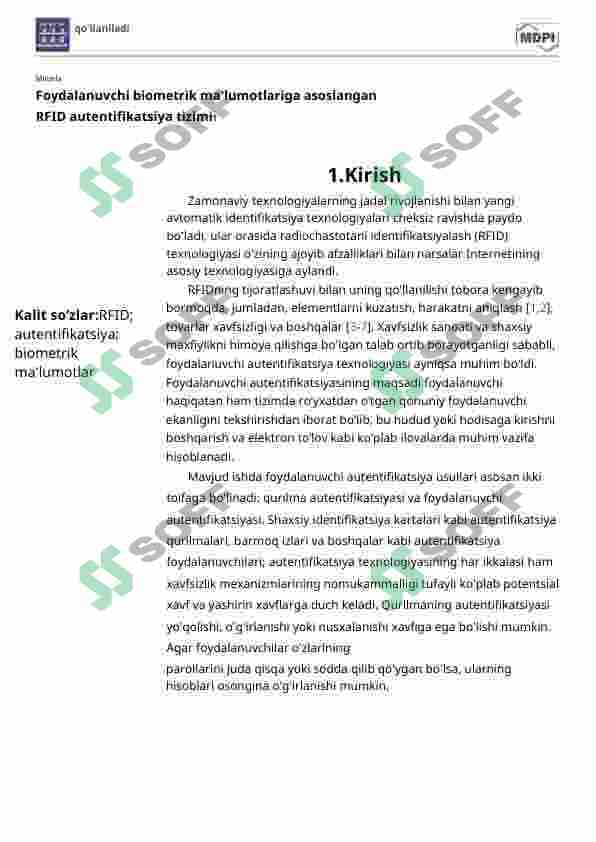 RFID tizimi orqali identifikatsiya autentifikatsiyani amalga oshirish 2