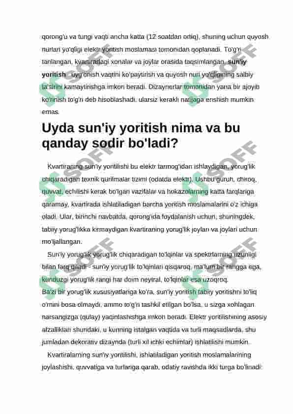 Yashash xonalarida va boshqa xonalarda yoritish standartlari. Uyni yoritish 2