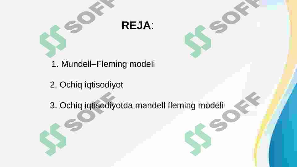 Ochiq iqtisodiyotda Mendell-Fleming modeli 2