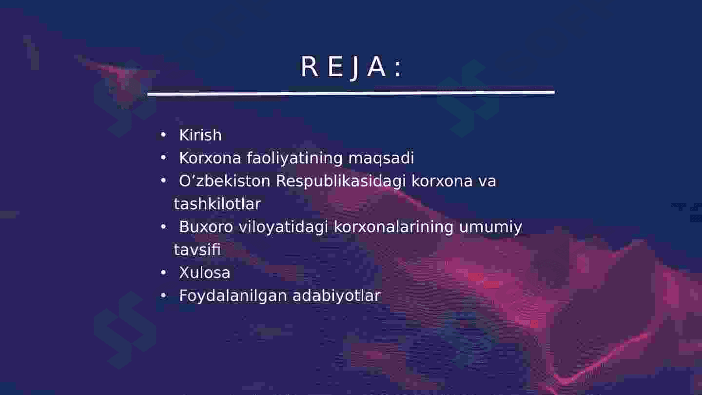 Korxona tavsifi va turlari 2