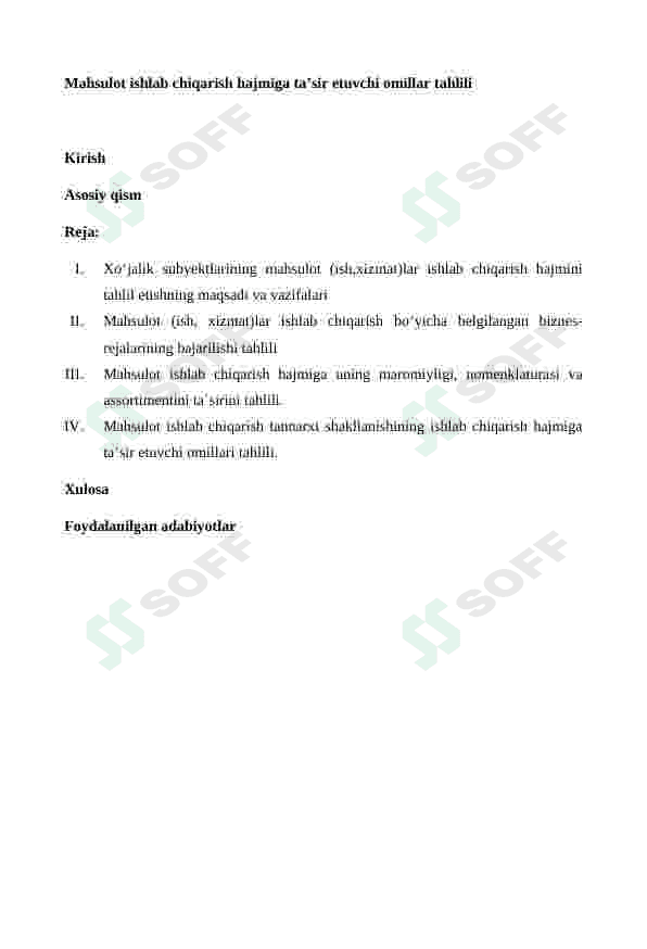 Mahsulot ishlab chiqarish hajmiga ta’sir etuvchi omillar tahlili 2