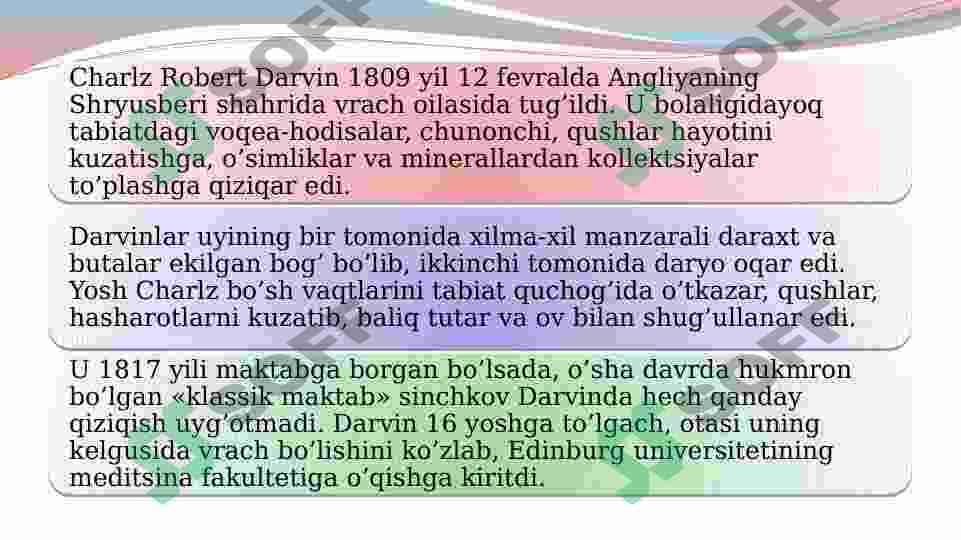 Charlz Darvinning hayoti va faoliyat 2