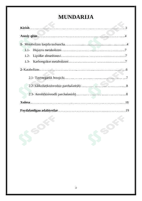 Metabolizm jarayonida energiya hosil bo'lishi va sarflanishi 2