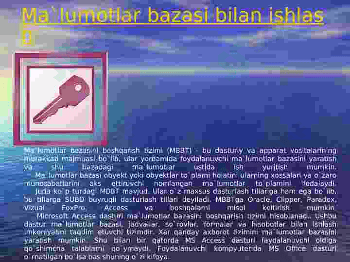 Ma`lumotlar bazasini yaratish va uni tahlil qilish 2