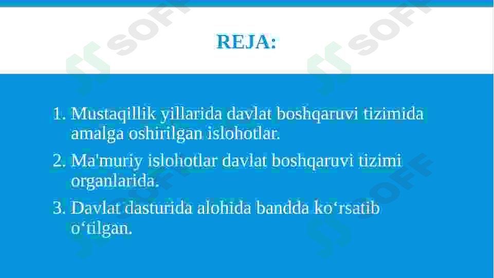 Mustaqillik yillarida davlat boshqaruvi tizimida amalga oshirilgan islohotlar 2