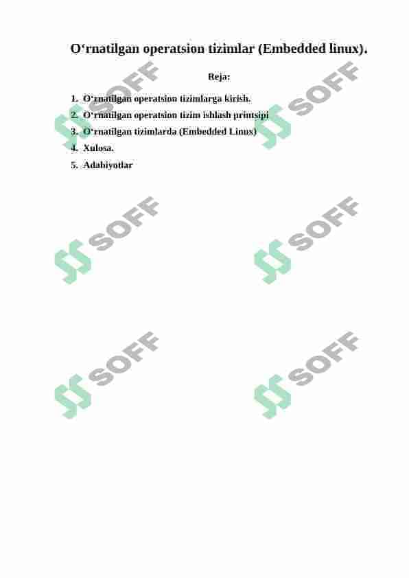 O‘rnatilgan operatsion tizimlar (Embedded linux). 2
