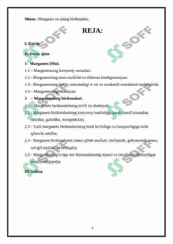 Marganes va uning birikmalari 2