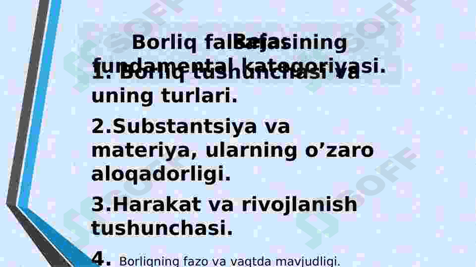 Borliq falsafasining fundamental kategoriyasi. 2