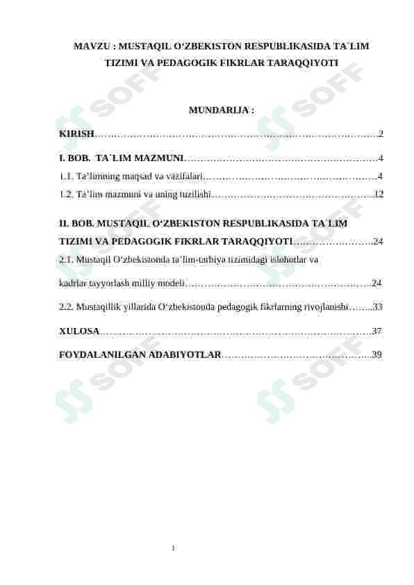 Mustaqil O'zbekiston respublikasida ta’lim tizimi va pedagogik fikrlar taraqqiyoti 2