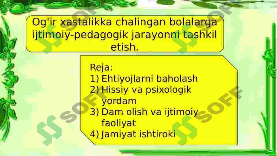 Ogʻir xastalikka chalingan bolalarga ijtimoiy prdagogik jarayonni tashkil etish 2