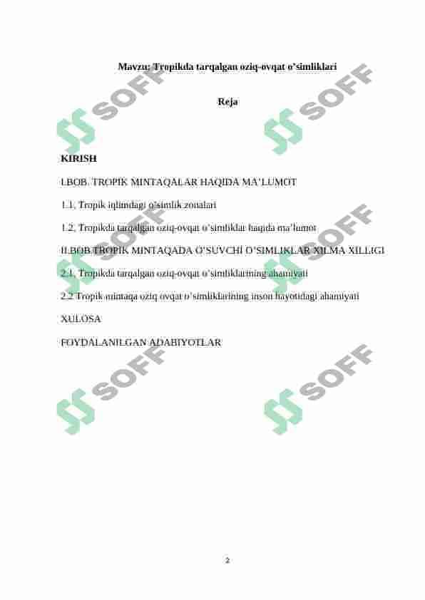 Tropokda tarqalgan oziq ovqat oʻsimliklari 2