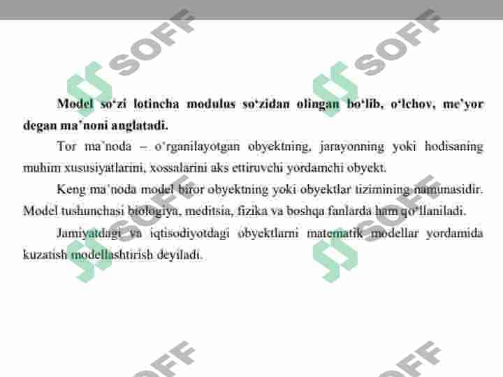 Model va modellashtirish tushunchalari 2