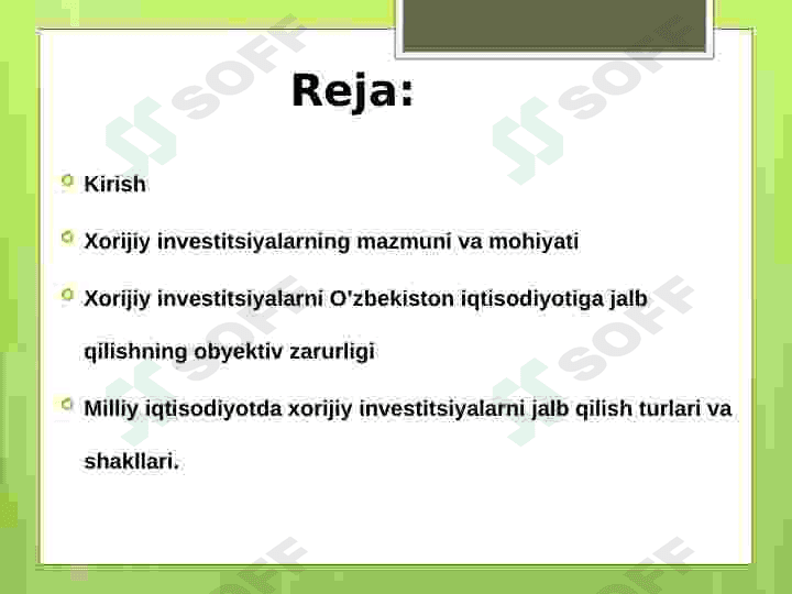 Iqtisodiyotni rivojlantirishda xorijiy invistitsiyalarning  ahamiyati 2