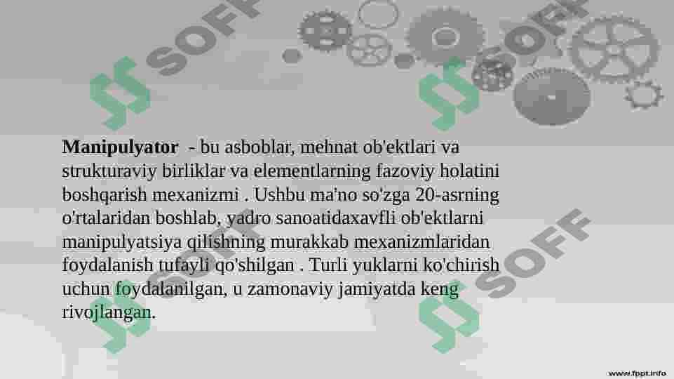 Manipulyatorlar. Manipulyatorlarni boshqarish 2