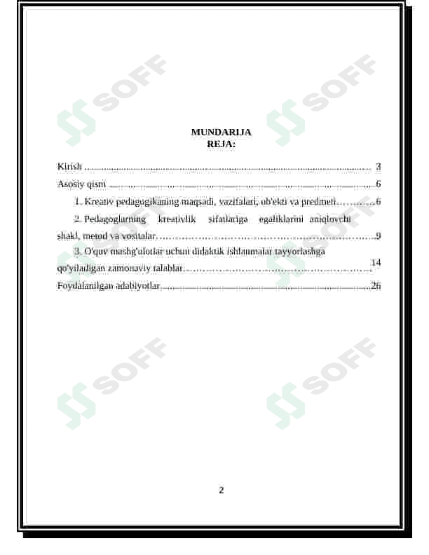 KREATIV PEDAGOGIKA FANINI O‘QITISH JARAYONI YAXLIT TIZIM SIFATIDA 2
