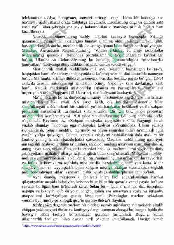 Missionerlik va prozelitizm tarix va bugun targ’ibot usullari 2