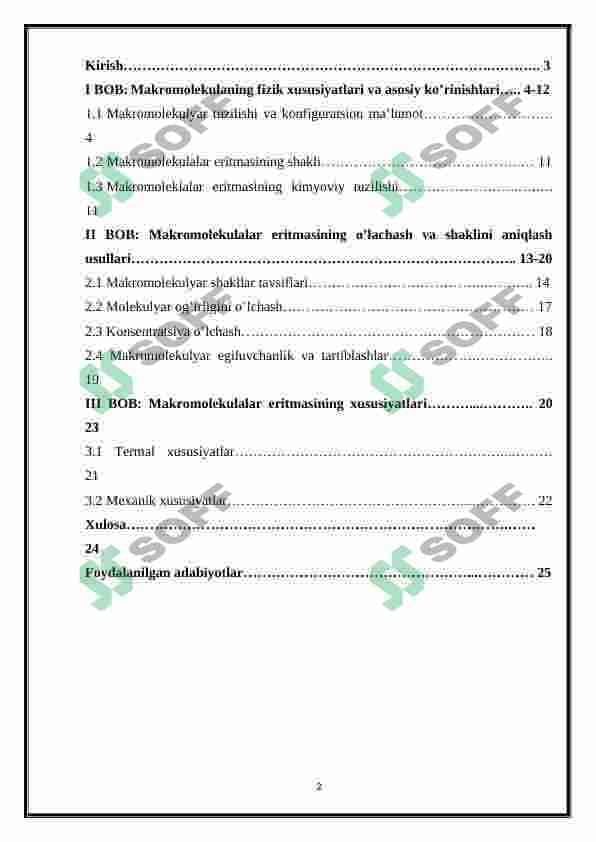 Eritmadagi maromolekula o'lchami va shaklini aniqlash 2