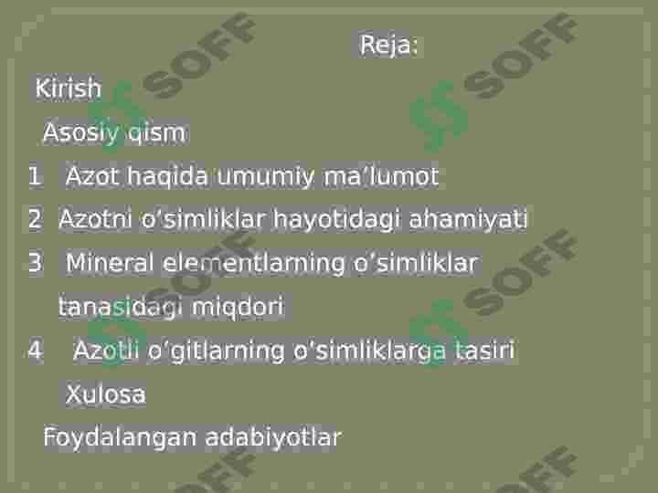 azotning o'simlik hayotida tutgan o'rni 2