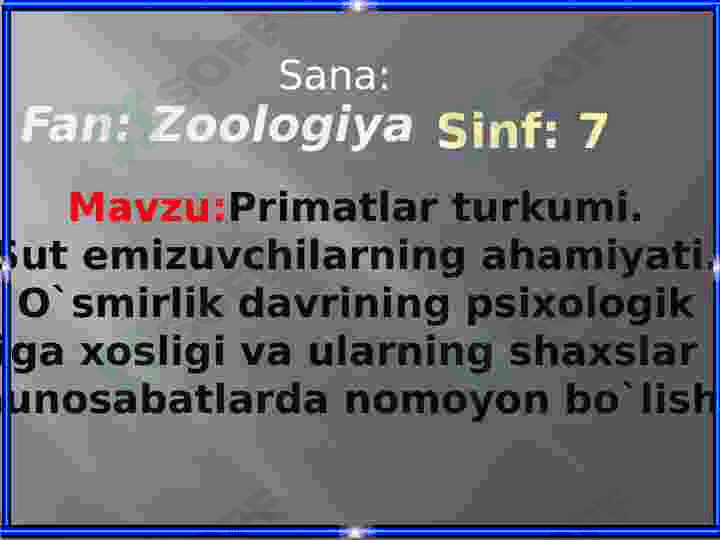 Primatlar turkumi. Sutemizuvchilarning ahamiyati 2