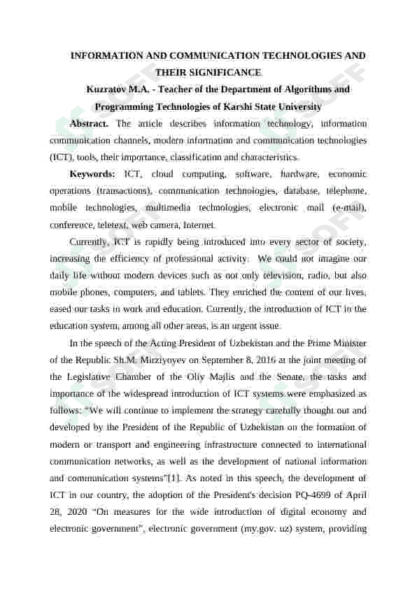 INFORMATION AND COMMUNICATION TECHNOLOGIES  AND THEIR  SIGNIFICANCE 2