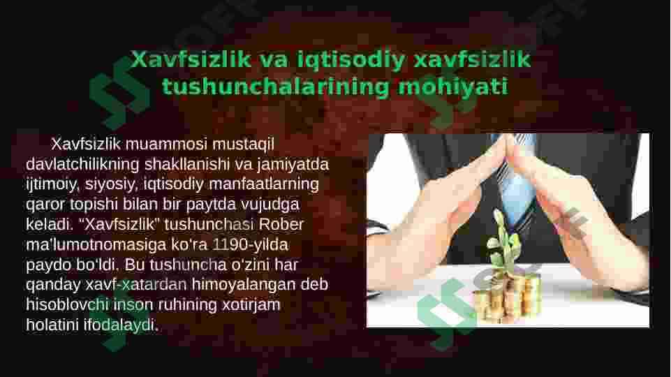Korxona- iqtisodiy xafsizligi fanining predmeti maqsadi va vazifalari 2