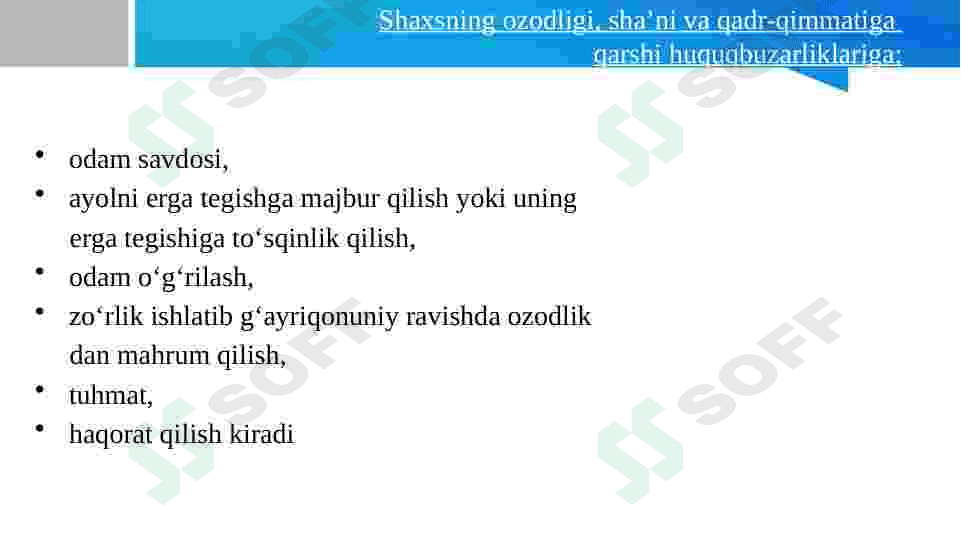 shaxsning sha`ni va qadr qimmatiga qarshi qaratilgan jinoyatlar 2