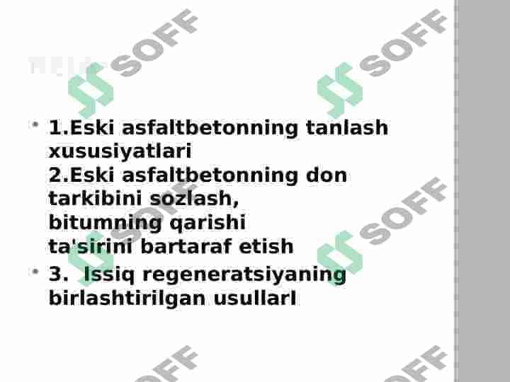 ASFALTBETON QOPLAMASINI TERMOPROFILLASH TEXNOLOGIYASI 2