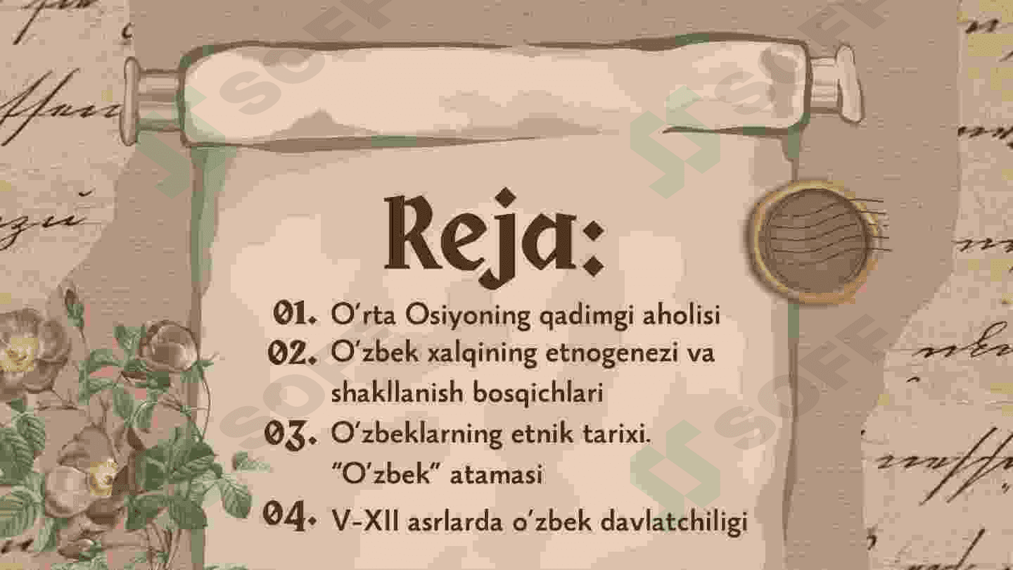 O’zbek xalqining etnik shakllanishi. V-XII asrlarda o’zbek davlatchiligi va ijtimoiy-siyosiy, iqtisodiy, madaniy hayot 2
