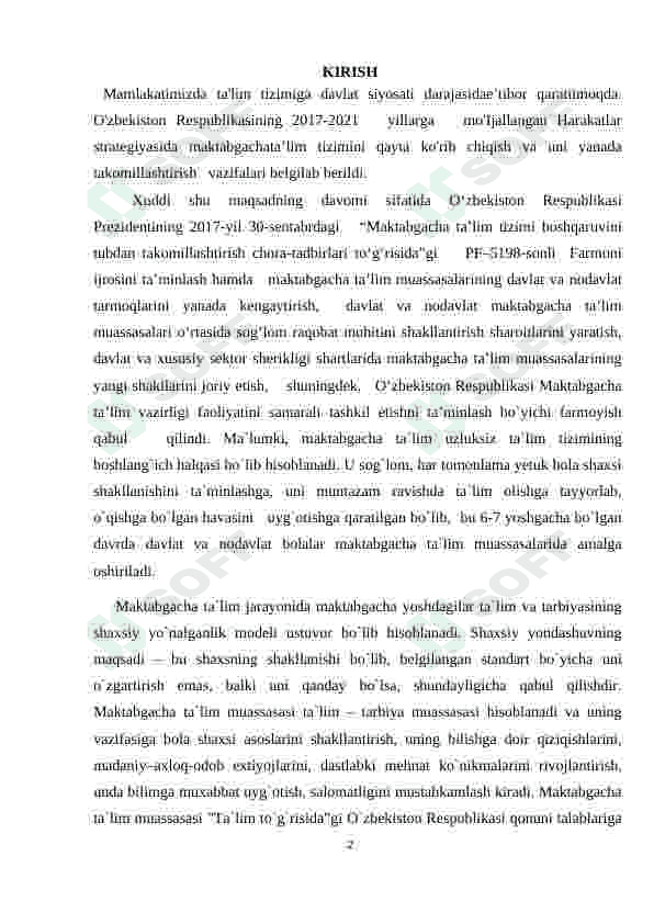 MUSTAQILLIK YILLARIDA MAKTABGACHA TA’LIM TIZIMIDA YANGICHA YONDASHUV 2