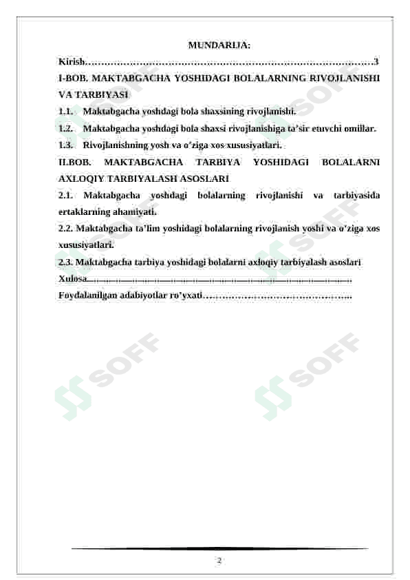 Maktabgacha yoshdagi bolalarning rivojlanishi va ta'lim tarbiyasining o'ziga xosligi 2