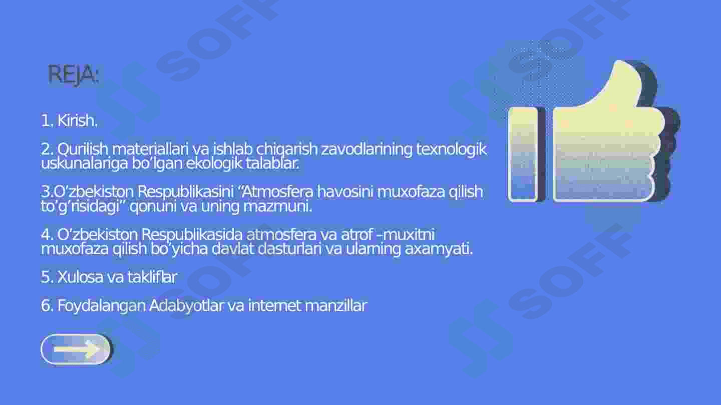 Atmosferani sanoat korxonalarning gaz chang  chiqindilardan muxofaza qilishning tashkiliy, texnik ,  texnologik, Sanitar gigienik chora tadbirlari 2