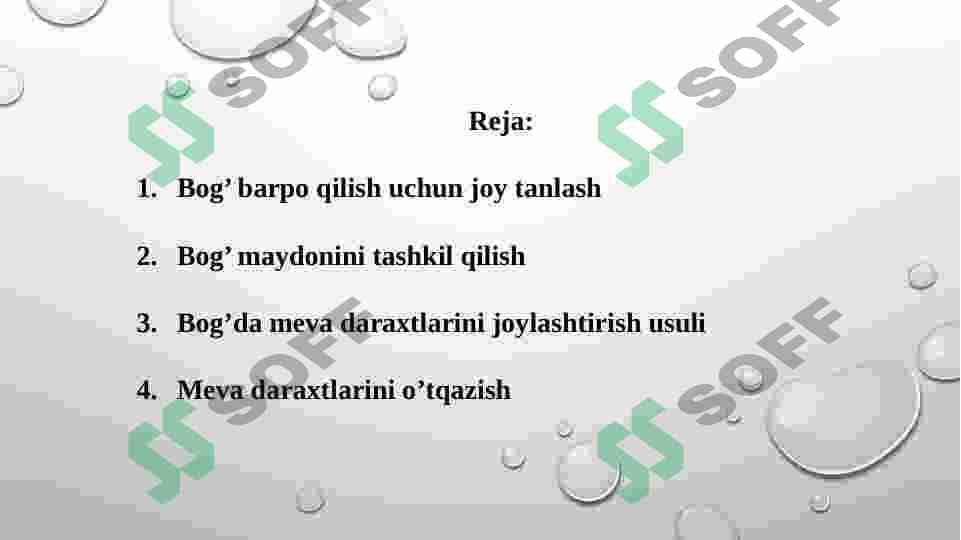Meva bog’i barpo qilish va meva ko’chatlari o’tqazish 2